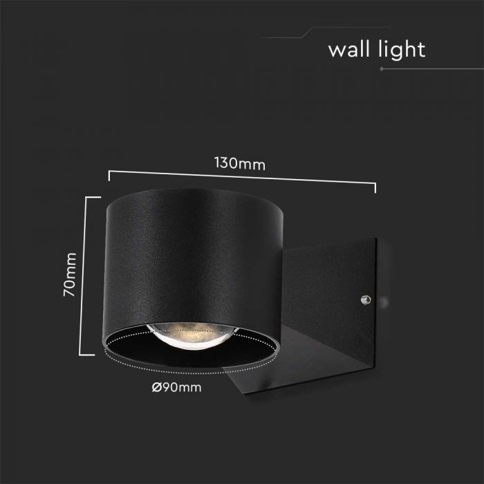 LED WALL LIGHT 5W WW 465lm 90° 90x70x130mm BLACK IP65