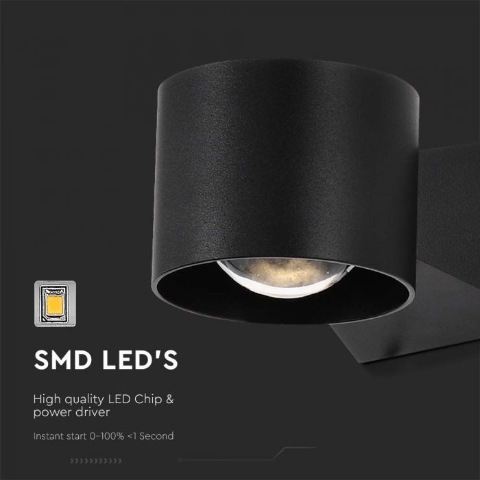LED WALL LIGHT 5W WW 465lm 90° 90x70x130mm BLACK IP65
