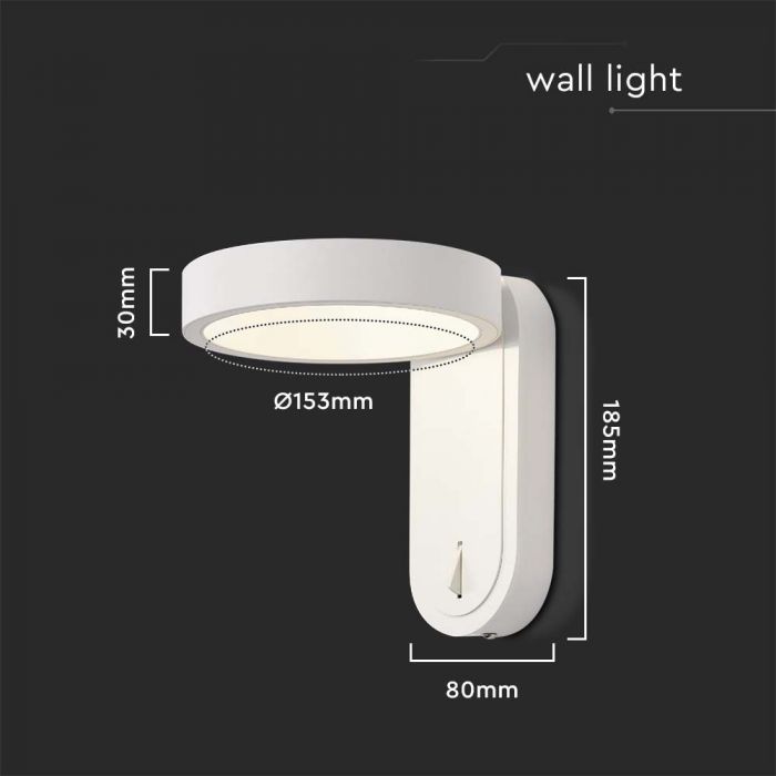 LED WALL LIGHT 5W WW+DL 600lm 120° 153x183x185mm WHITE IP65