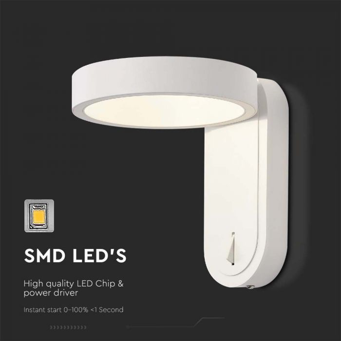 LED WALL LIGHT 5W WW+DL 600lm 120° 153x183x185mm WHITE IP65