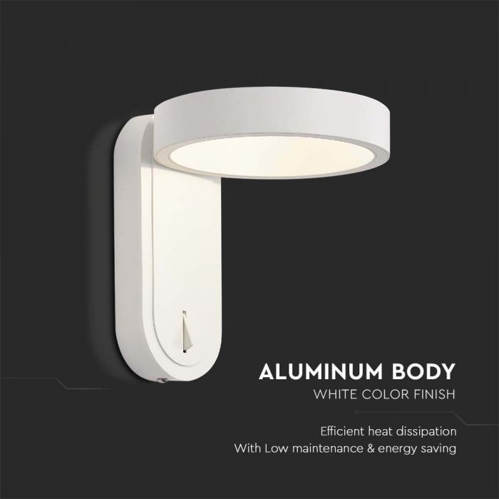 LED WALL LIGHT 5W WW+DL 600lm 120° 153x183x185mm WHITE IP65