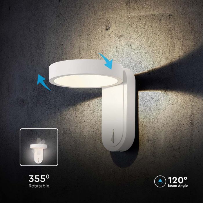 LED WALL LIGHT 5W WW+DL 600lm 120° 153x183x185mm WHITE IP65