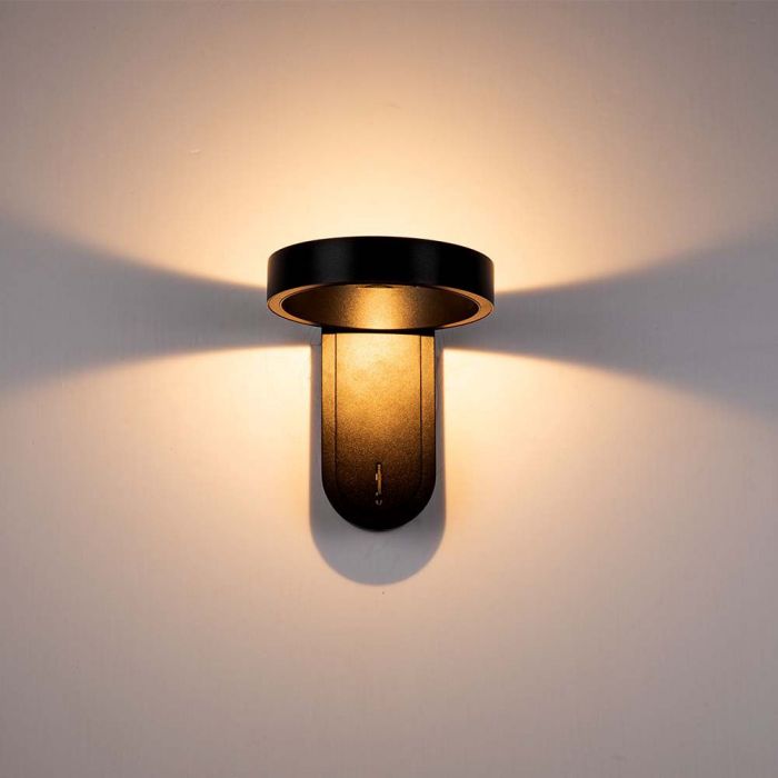 LED WALL LIGHT 5W WW+DL 600lm 120° 153x183x185mm BLACK IP65