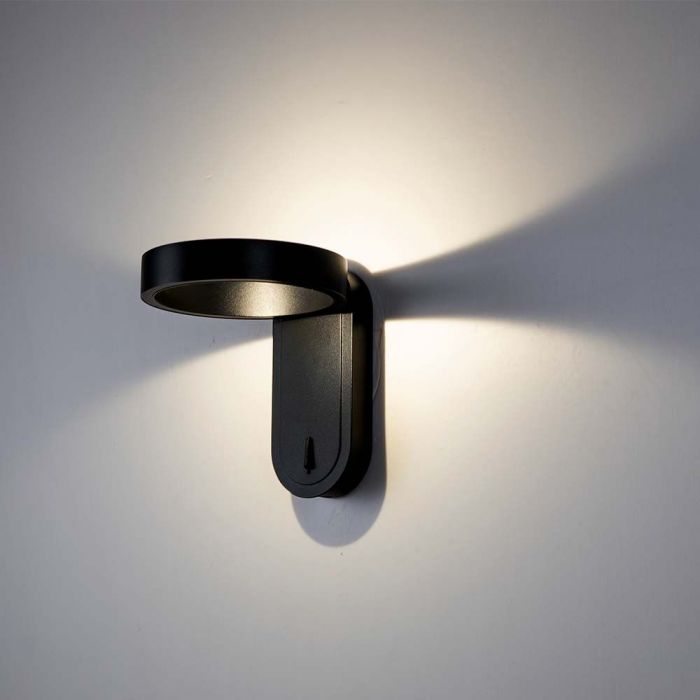 LED WALL LIGHT 5W WW+DL 600lm 120° 153x183x185mm BLACK IP65