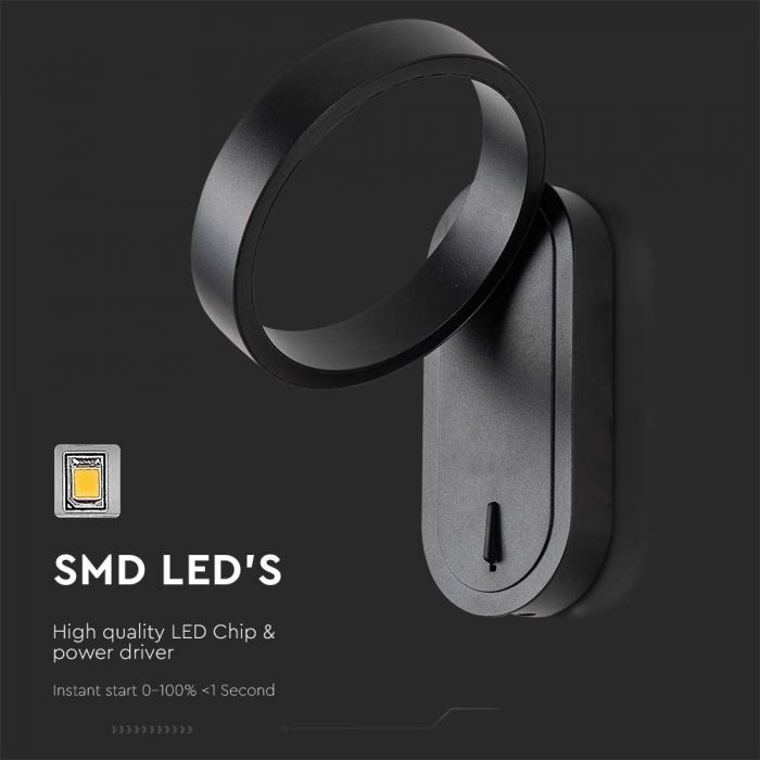 LED WALL LIGHT 5W WW+DL 600lm 120° 153x183x185mm BLACK IP65