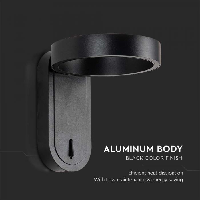 LED WALL LIGHT 5W WW+DL 600lm 120° 153x183x185mm BLACK IP65