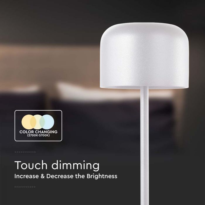 LED TABLE LAMP 1.5W WW+CW 150lm 180° 86x210mm WHITE IP54