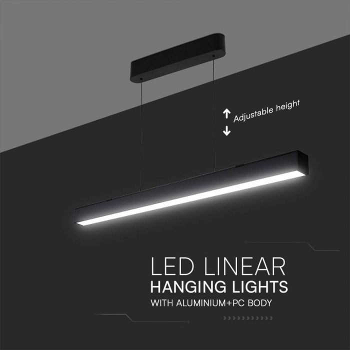 LED LINEAR HANGING LIGHT UP & DOWN 40W 3IN1 3400lm 1210x55x15.8mm BLACK