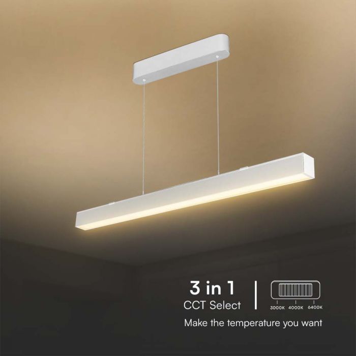 LED LINEAR HANGING LIGHT UP & DOWN 40W 3IN1 3400lm 1210x55x15.8mm WHITE