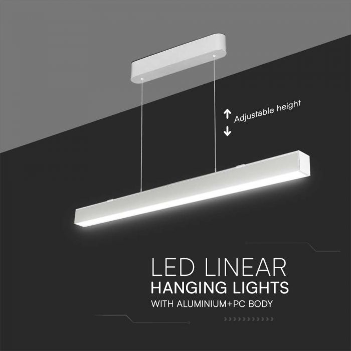 LED LINEAR HANGING LIGHT UP & DOWN 40W 3IN1 3400lm 1210x55x15.8mm WHITE