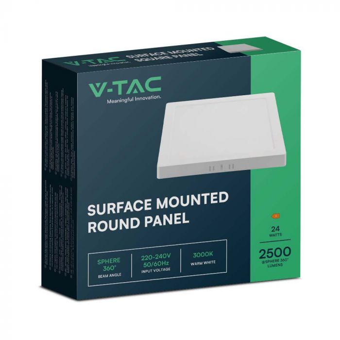 LED BACKLIT SURFACE PANEL 24W CW 2640lm 287x287x30.7mm SQUARE WHITE