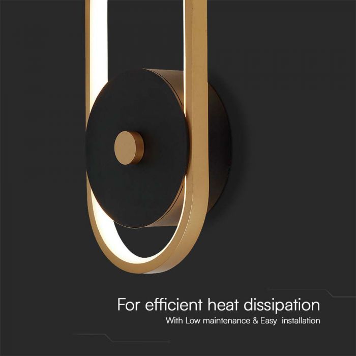 LED OUTDOOR WALL LIGHT 15W DL 1650lm 350° 330x150x44mm BLACK+ANTIQUE BRASS IP54