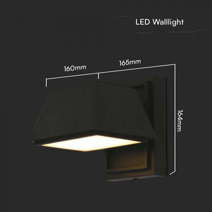 LED OUTDOOR WALL LIGHT 15W DL 1950lm 100° 160x165x164mm BLACK IP65