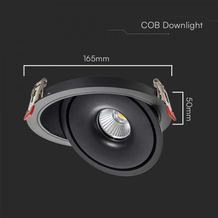 LED COB DOWN LIGHT 20W 3IN1 1408lm 25° 165x50mm (150mm) BLACK