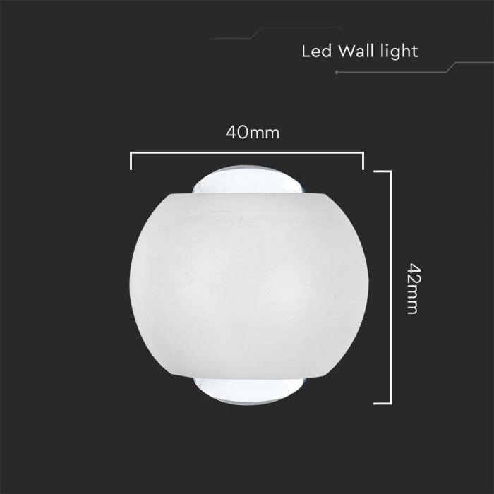 LED WALL LIGHT UP&DOWN 2W WW 200lm 60° 42x40mm WHITE IP54