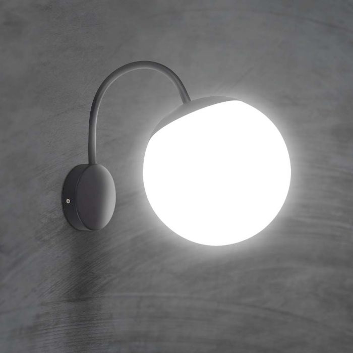 LED WALL LIGHT E27 MAT BLACK OPAL PLASTIC C BALL DOWN 325x200x250mm