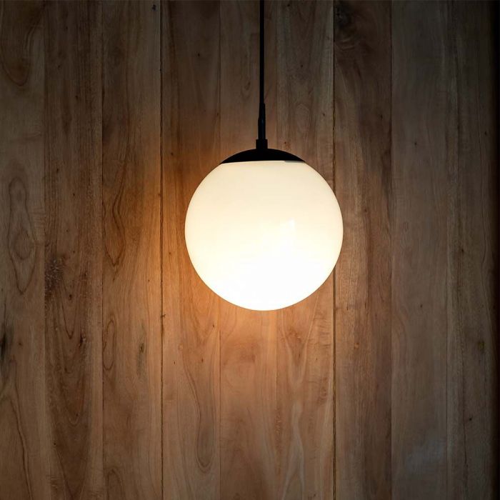 LED PENDANT LIGHT E27 MAT BLACK OPAL PLASTIC C BALL 200x200x180mm