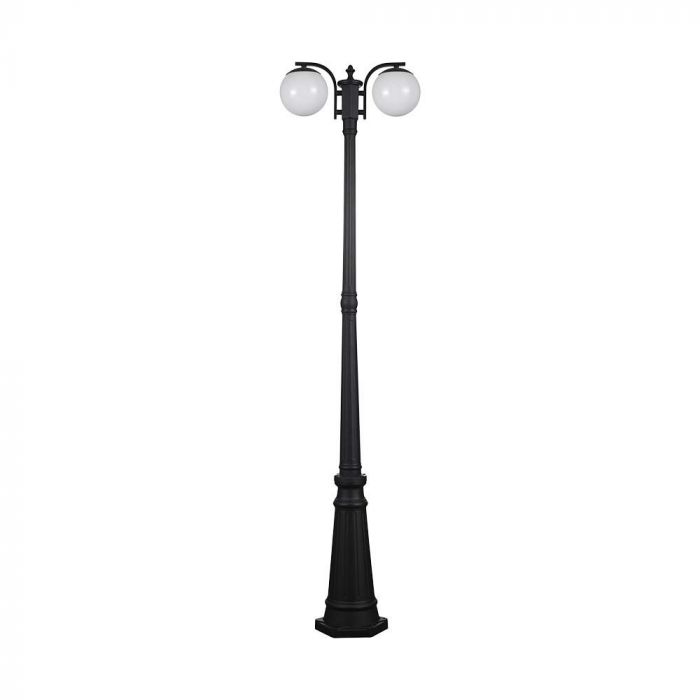 LED GARGEN LIGHT E27x2 MAT BLACK OPAL PLASTIC C BALL 515x200x1990mm