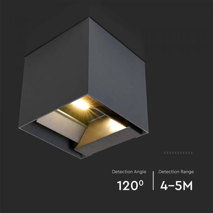 LED SOLAR WALL LIGHT COB WITH PIR SENSOR(4-5m) 9W 860lm WW 150x153x150mm BLACK