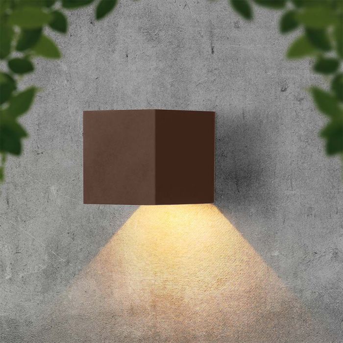 LED SOLAR WALL LIGHT COB WITH PIR SENSOR(4-5m) 9W 860lm WW 150x153x150mm CORTEN