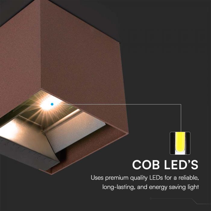 LED SOLAR WALL LIGHT COB WITH PIR SENSOR(4-5m) 9W 860lm WW 150x153x150mm CORTEN