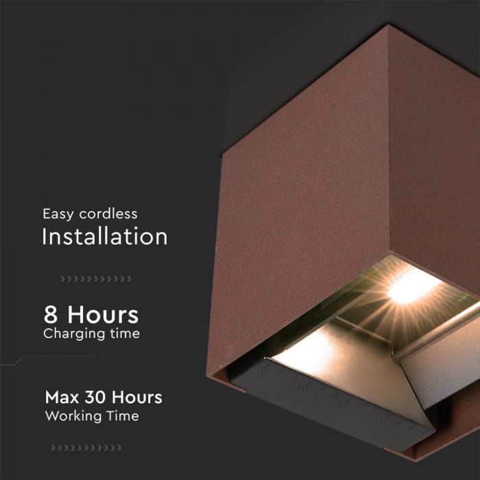 LED SOLAR WALL LIGHT COB WITH PIR SENSOR(4-5m) 9W 860lm WW 150x153x150mm CORTEN