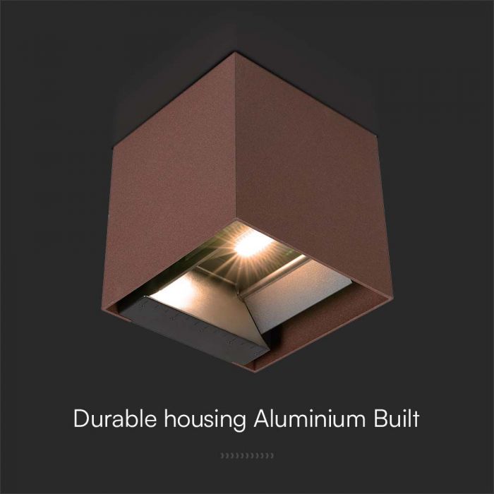 LED SOLAR WALL LIGHT COB WITH PIR SENSOR(4-5m) 9W 860lm WW 150x153x150mm CORTEN