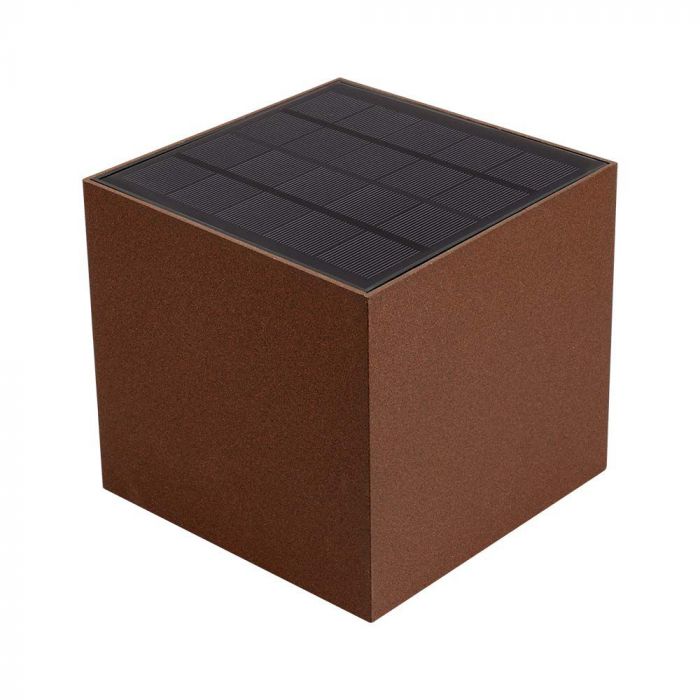 LED SOLAR WALL LIGHT COB WITH PIR SENSOR(4-5m) 9W 860lm WW 150x153x150mm CORTEN