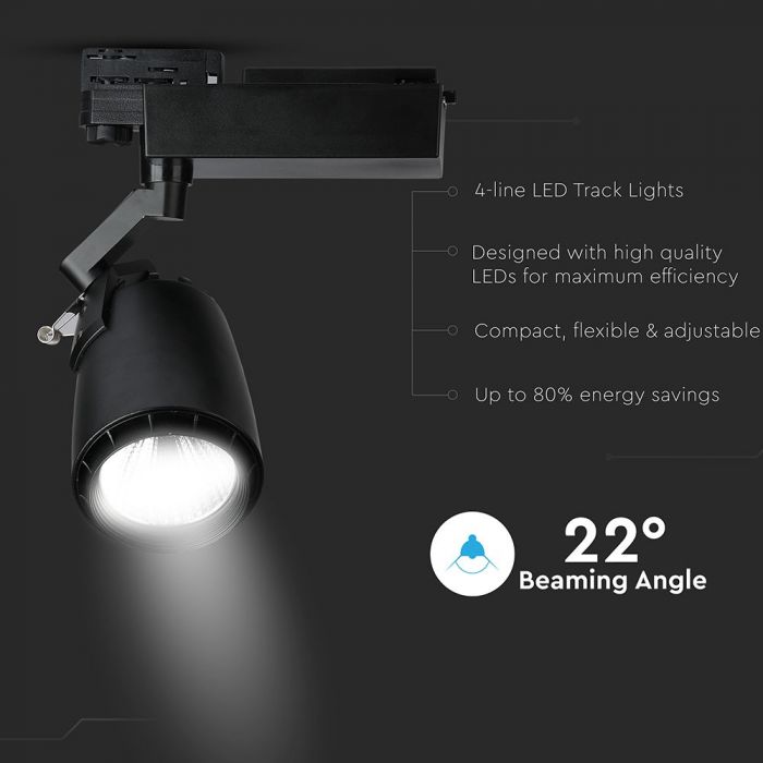 LED TRACK COB LIGHT 33W 2300lm 5000K 224° 106X208X206 4-LINE BLACK