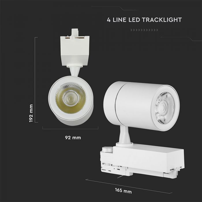 LED TRACK COB LIGHT 35W 3450lm DL 24° 165X92X192 4-LINE WHITE