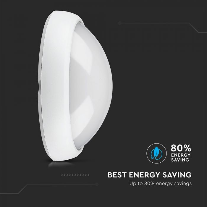 LED DOME LIGHT OVAL 8W 110° 560lm DL 126X187X76 WHITE IP65