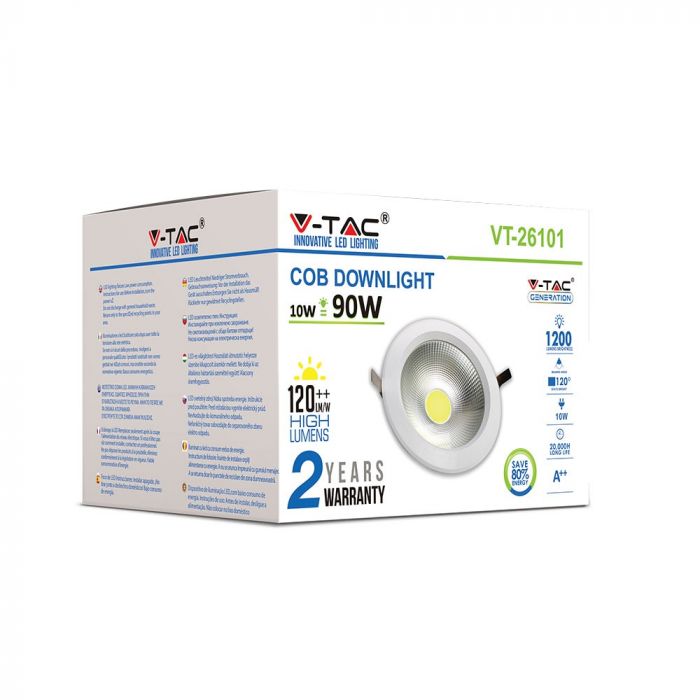 LED COB DOWNLIGHT HIGH LUMENS 10W WW 1200lm 120° 135X71 (120) A++