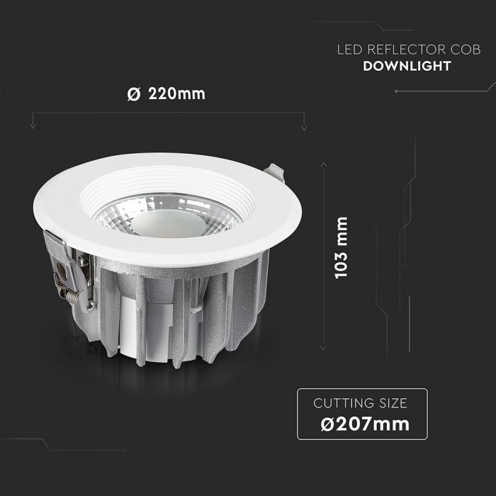 30W LED COB Downlight Round A++ 120 lm/Watt Natural White