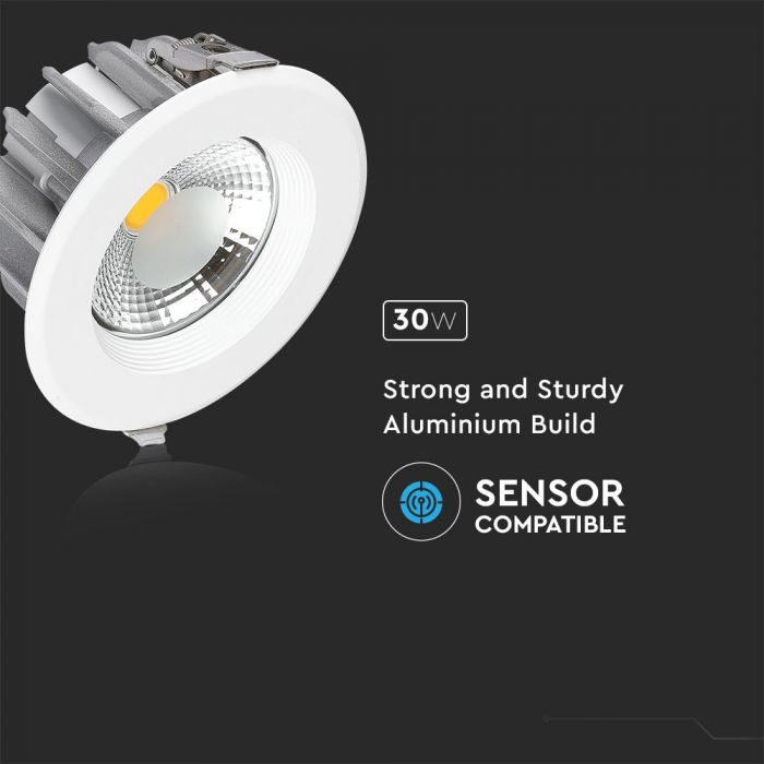 30W LED COB Downlight Round A++ 120 lm/Watt Natural White
