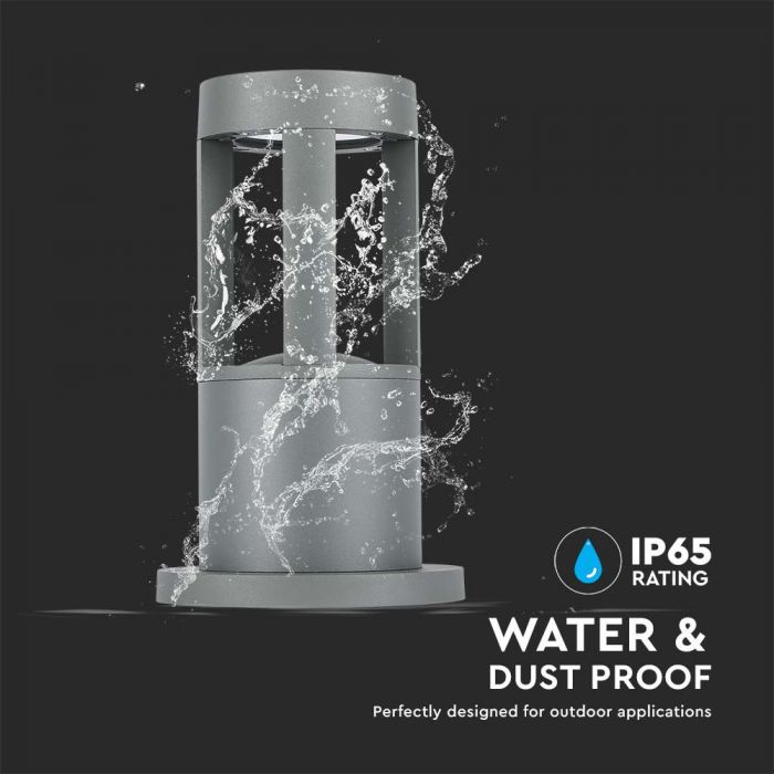 LED GARDEN LIGHT ALUMINIUM 10W 1000lm WW 72° 108X250 IP65 GREY