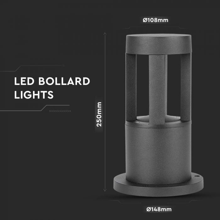 LED GARDEN LIGHT ALUMINIUM 10W 1000lm WW 72° 108X250 IP65 BLACK