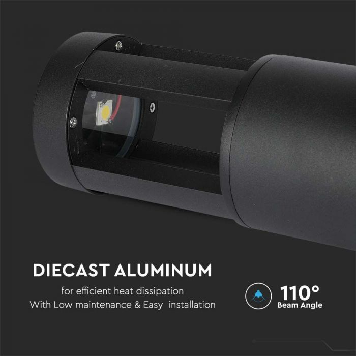 LED GARDEN LIGHT ALUMINIUM 10W 1000lm WW 72° 108X250 IP65 BLACK