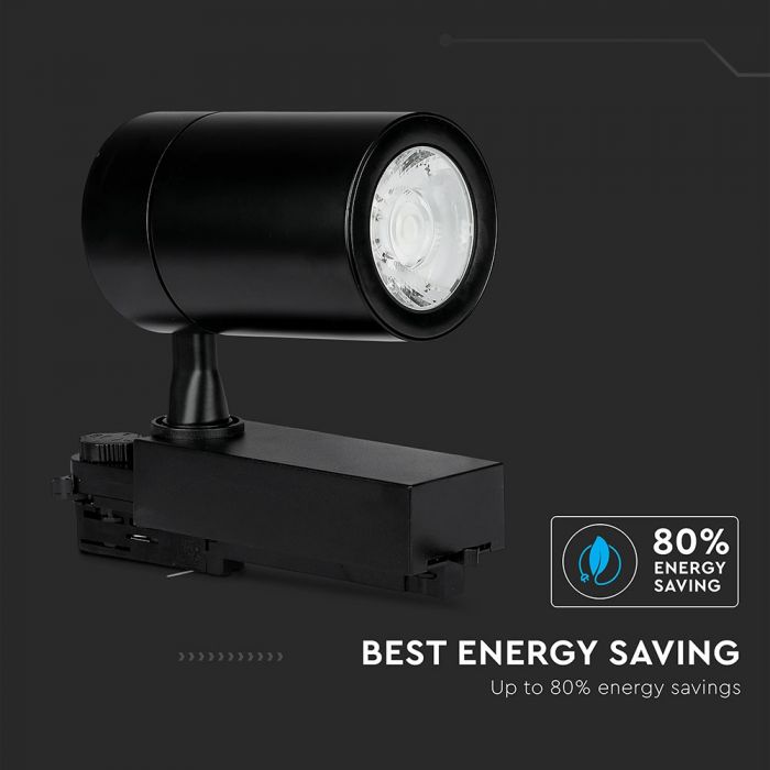 LED TRACK COB LIGHT 35W 3450lm CW 24° 165X92X192 4-LINE BLACK