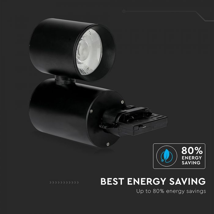 LED TRACK COB LIGHT 15W 1350lm CW 24° 180X97X155 4-LINE BLACK
