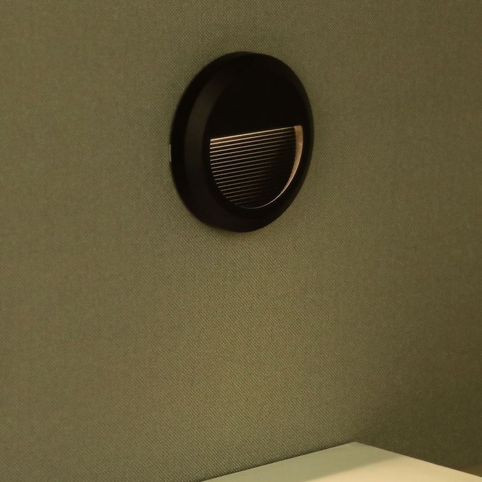 LED STEP LIGHT ROUND 2W 55° 60lm DL 150X27 BLACK IP65