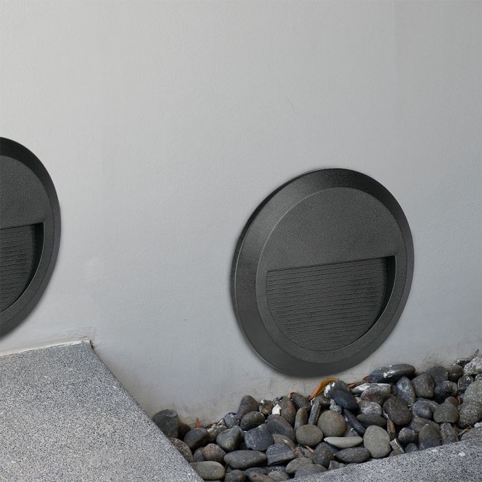 LED STEP LIGHT ROUND 2W 55° 60lm DL 150X27 BLACK IP65
