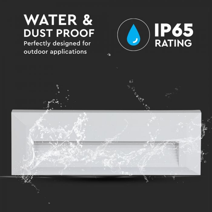 LED STEP LIGHT RECTANGLE 3W 55° 110lm WW 230X80X27 WHITE IP65