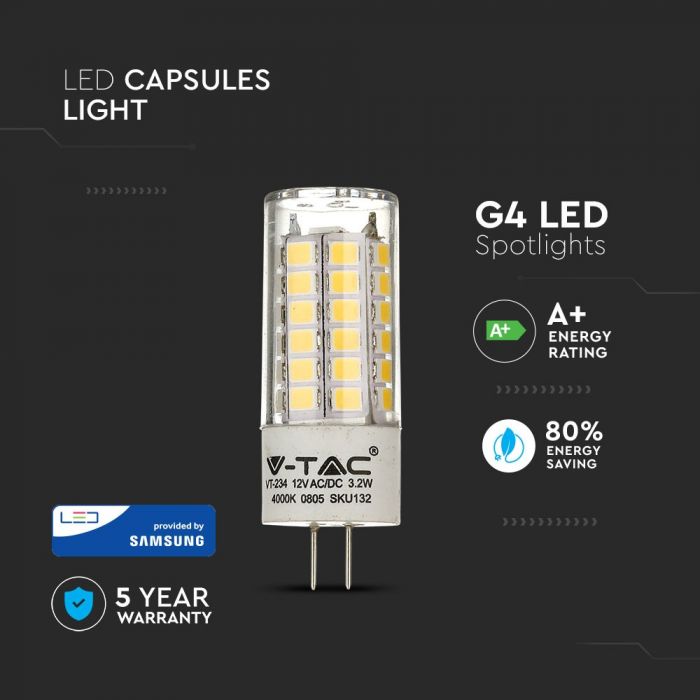 LED G4 LAMP 3.2W DL 385lm 12V 300° 16X44 PLASTIC SAMSUNG CHIP