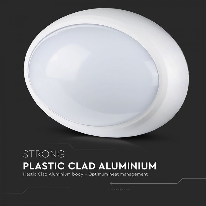 LED DOME LIGHT FULL OVAL 12W 120° 840lm CW 242X165X96 WHITE IP54