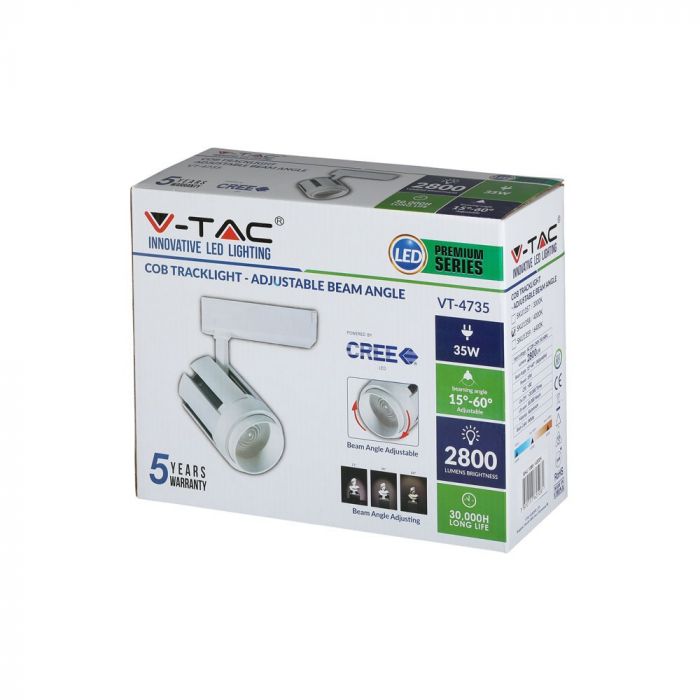 LED TRACK COB LIGHT 35W 2800lm CW 15-60° 178X198X95 4-LINE WHITE