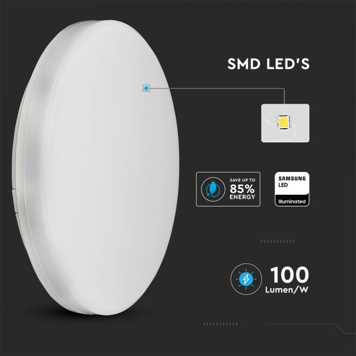 LED DOME LIGHT FRAMELESS ROUND 25W 110° 2500lm WW 30X5 IP44 SAMSUNG IK08