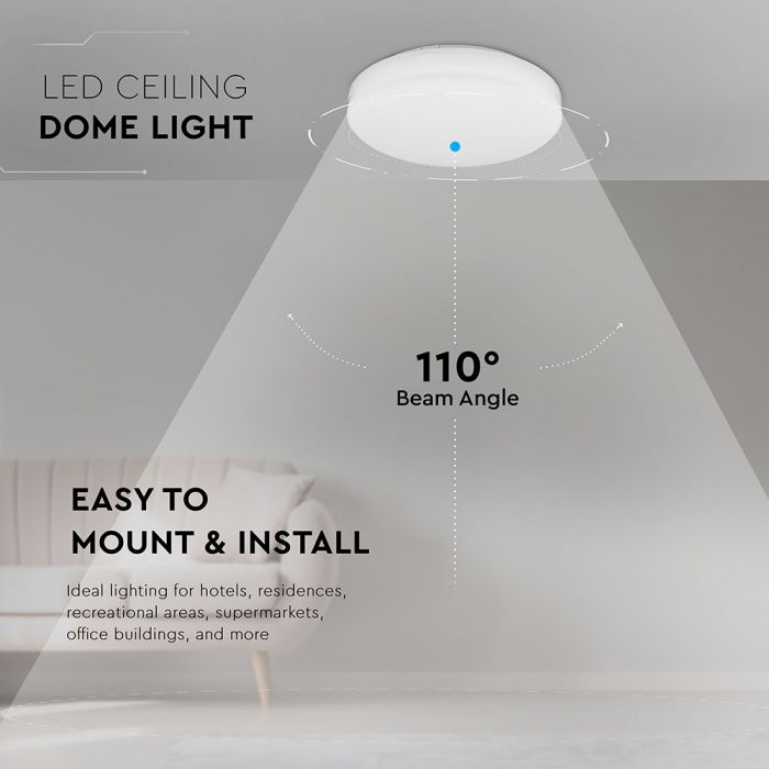 LED DOME LIGHT FRAMELESS ROUND 25W 110° 2500lm WW 30X5 IP44 SAMSUNG IK08