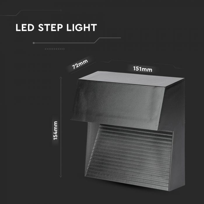 LED STEP LIGHT SQUARE 3W 90° 210lm DL 151X72X154 BLACK IP65
