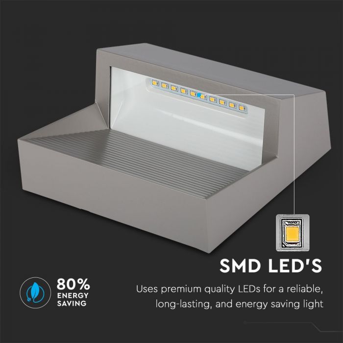 LED STEP LIGHT SQUARE 3W 90° 210lm WW 151X72X154 GREY IP65