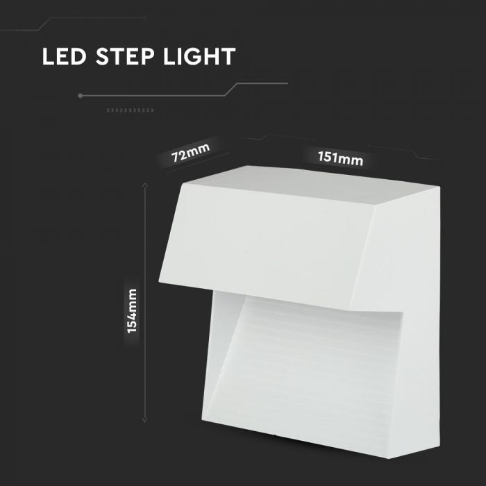 LED STEP LIGHT SQUARE 3W 90° 210lm WW 151X72X154 WHITE IP65